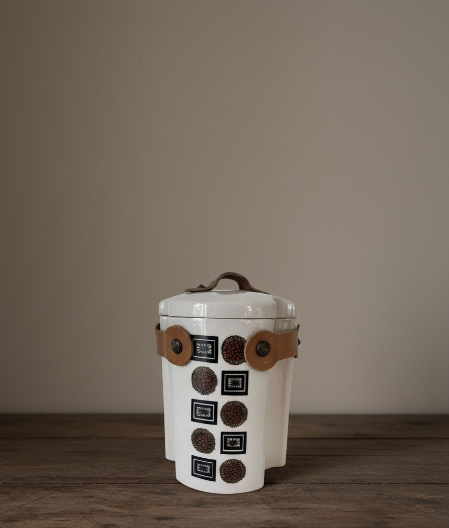 Jacques Breugnot Ceramic Jar with Leather Strap